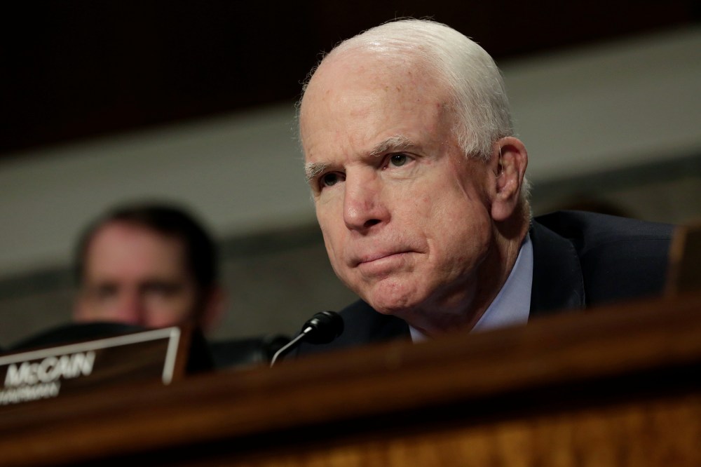 Image: Sen. John McCain attends the Senate Armed Services Committee hearing