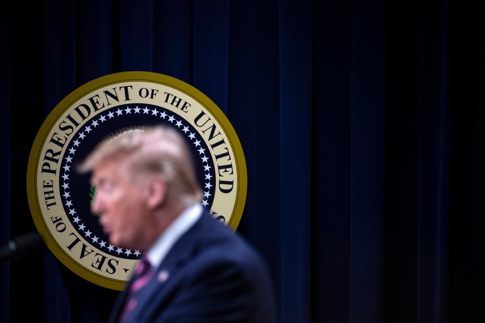 Image: President Donald Trump speaks at a White House summit on Dec. 12, 2019.