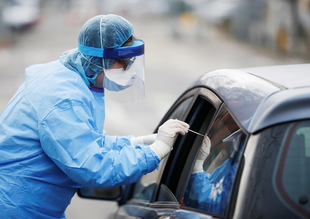 Image: A coronavirus testing site outside International Community Health Services during the coronavirus disease (COVID-19) outbreak in Seattle