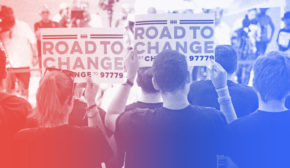 Image; Students hold signs during a press conference for the "March for Our Lives" movement in Parkland, Fla., on June 4, 2018.