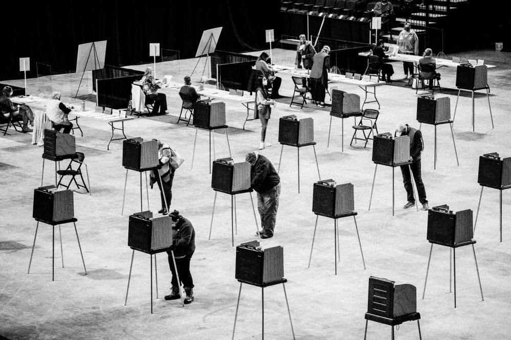 IMage: Voters cast ballots in Bangor, Maine, on Election Day.