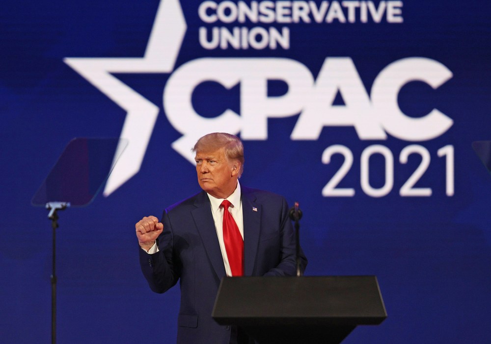 Former President Donald Trump addresses the Conservative Political Action Conference on Feb. 28, 2021 in Orlando, Fla.