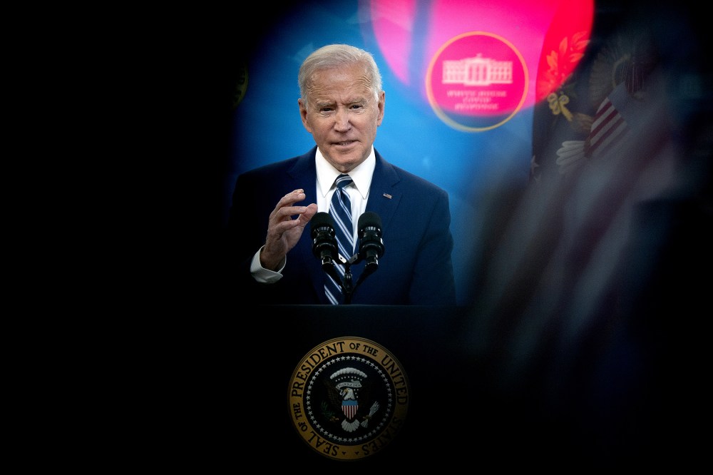 Image: President Joe Biden in the Eisenhower Executive Office Building in Washington on March 29, 2021.
