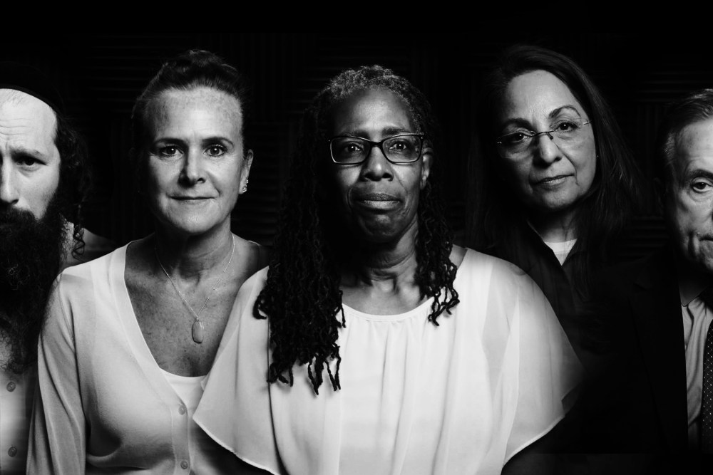 Photo collage: Portraits of Erik Tischler, Mary Adams, Sheila Moody, Daisy Khan and Dr. Robert Lahita.