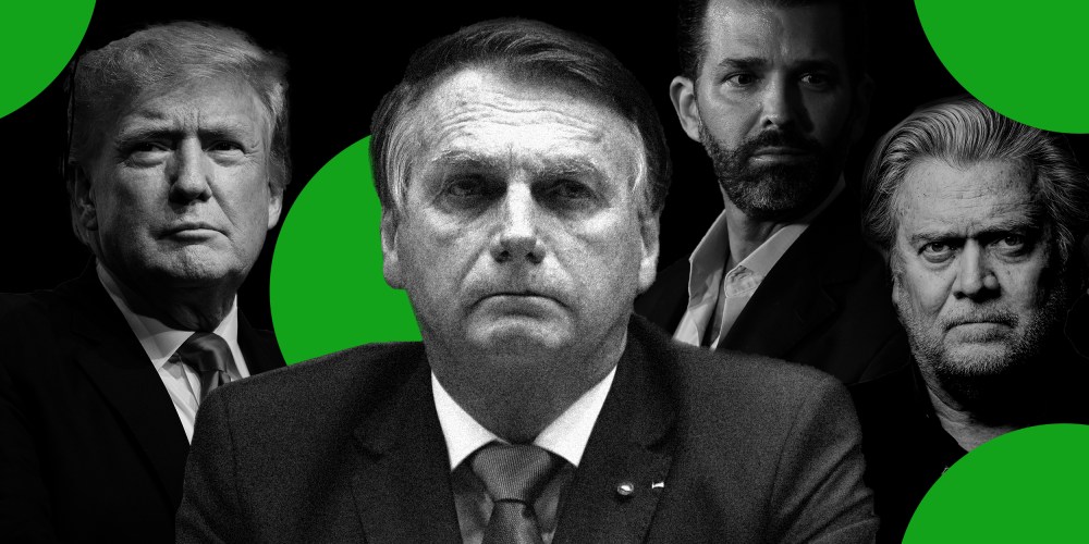 Photo illustration: Donald Trump,  Jair Bolsonaro, Donald Trump Jr. and Steve Bannon