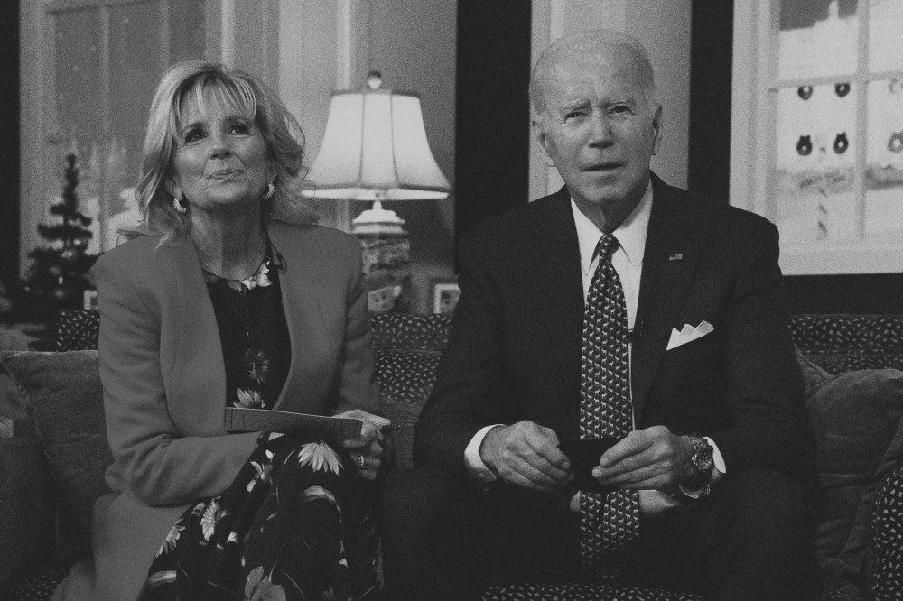 IMage: President Joe Biden and first lady Dr. Jill Biden attend an event to track Santa Claus with NORAD on Christmas Eve in Washington.