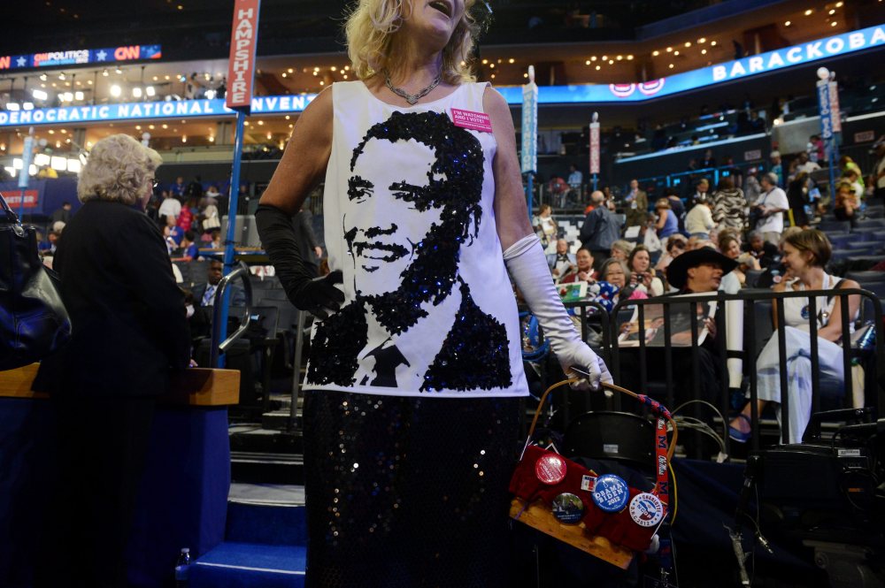 Image: Kelly Jacobs from Mississippi before the start of the 2012 Democratic National Convention, at Time Warner Cable Arena in Charlotte, North Carolina, September 4, 2012.