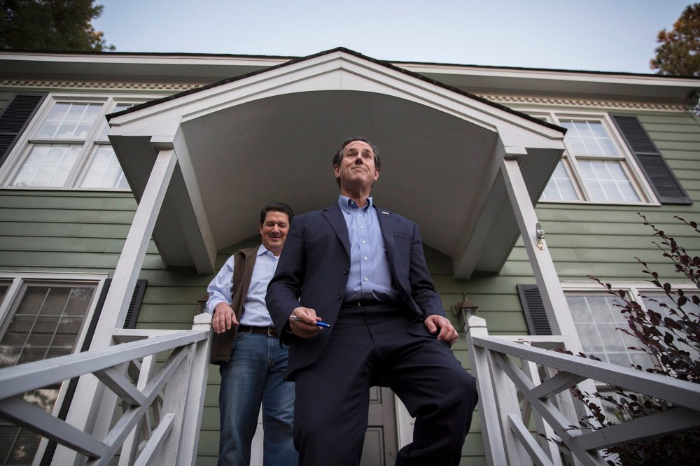 Former Senator Rick Santorum (R) campaigns for Republican Senator Thom Tillis in Raleigh, N.C. on Nov. 4, 2014. (Photo John Taggert/EPA)