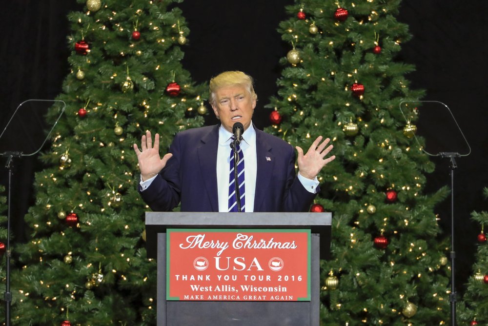 Image: US President-elect Donald Trump and US Vice president-elect Mike Pence thank you tour