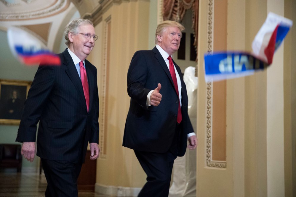 Image: President Trump attends Republican policy luncheon at the US Capitol