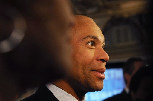 File Photo: Massachusetts Governor Deval Patrick enters Elizabeth Warren headquarters at the Copley Fairmount Hotel November 6, 2012. (Photo by: Darren McCollester/Getty Images)