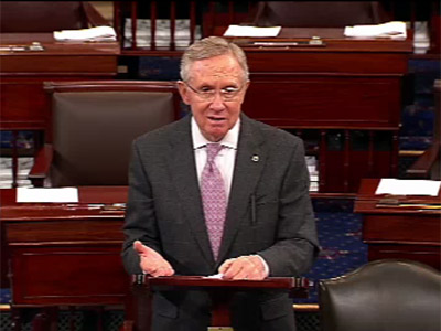 Majority Leader Harry Reid speaking about the fiscal cliff on the Senate floor on Thursday. (Photo by msnbc/Senate pool)