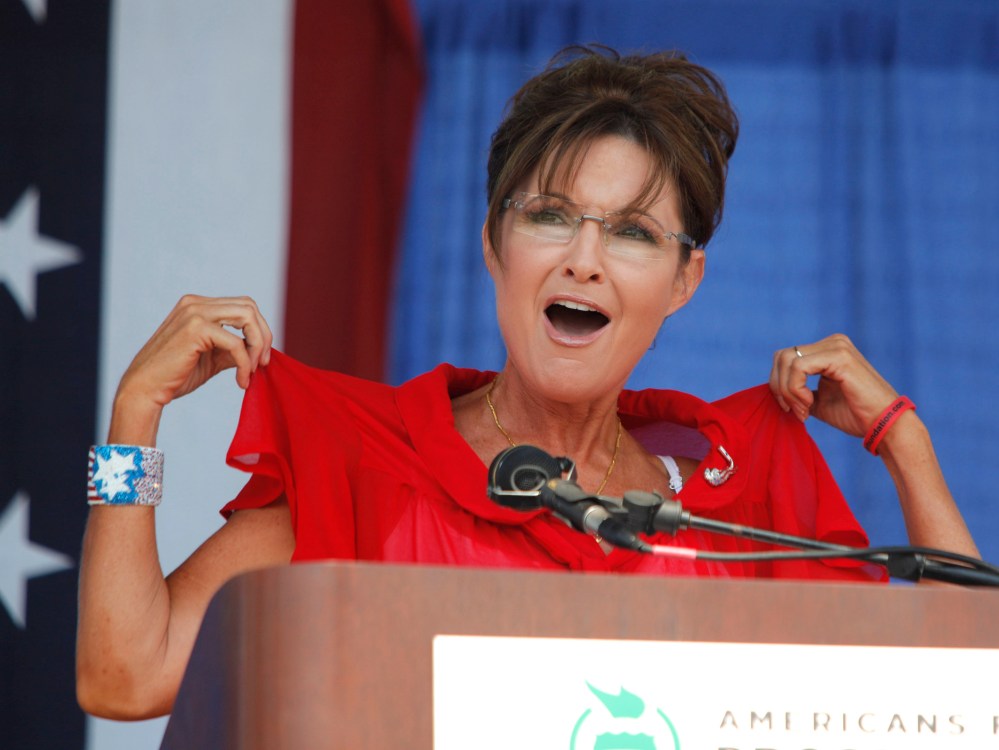 File Photo: Sarah Palin, former Governor of Alaska and 2008 Republican Vice Presidential candidate speaks at a "Patriots in the Park" Tea Party rally at the Wayne County Fairgrounds July 14, 2012 in Belleville, Michigan. The event was sponsored by...