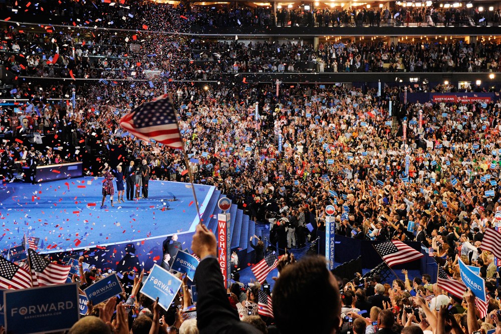 The 2012 Democratic National Convention in Charlotte, North Carolina on Sept. 6, 2012. (Photo by Kevork Djansezian/Getty)