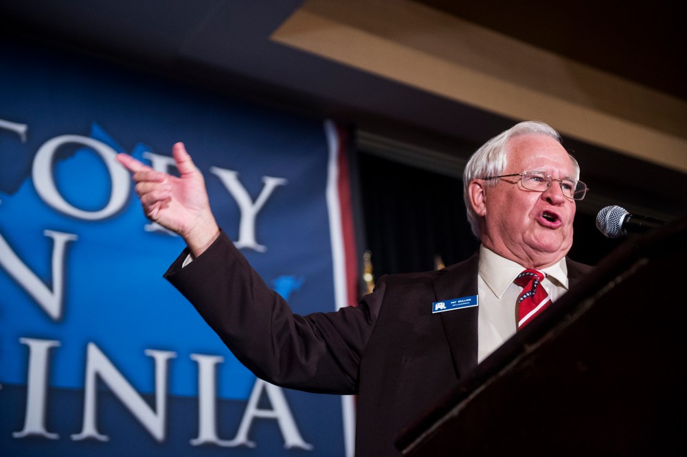 Pat Mullins, chairman of the Virginia Republican Party, speaks at an election night party in Richmond, Va. Nov. 6, 2013.