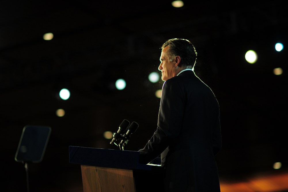 Republican presidential candidate Mitt Romney concedes defeat to US President Barack Obama on Nov. 7, 2012 in Boston, Mass. (Emmanuel Dunand/AFP/Getty)