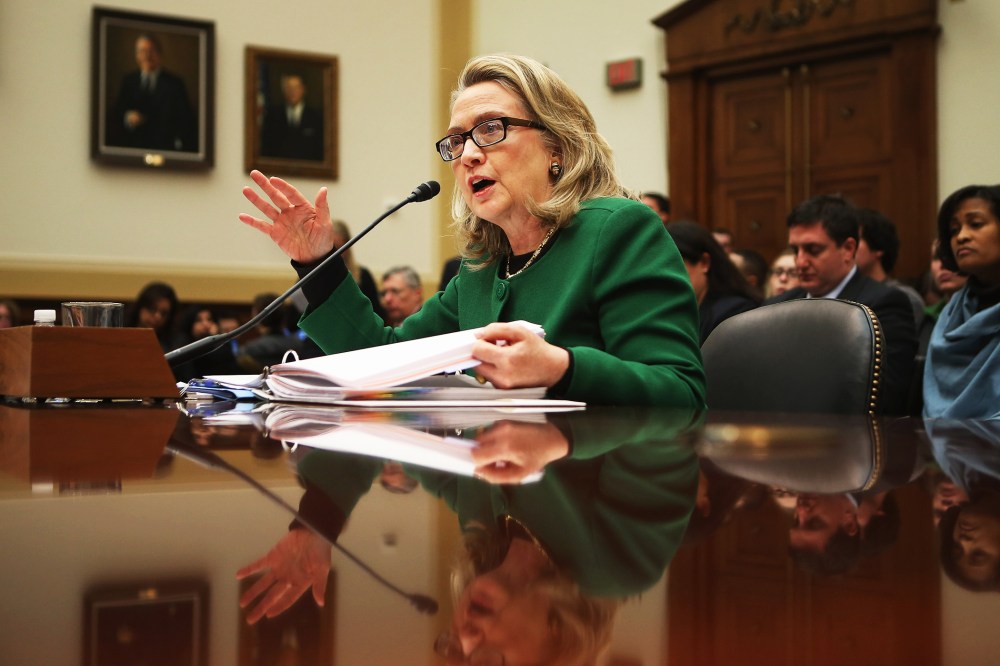 U.S. Secretary of State Hillary Clinton testifies before the House Foreign Affairs Committee on Capitol Hill January 23, 2013 in Washington, DC.