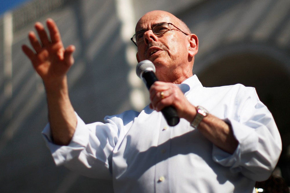 Rep. Henry Waxman speaks on the steps of City Hall in Los Angeles, California, Feb. 17, 2013.