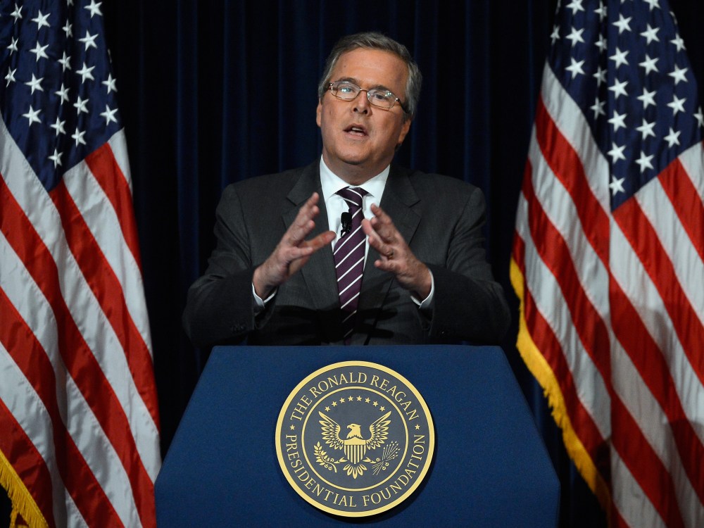 Former Florida Governor Jeb Bush speaks at the Reagan Library after autographing his new book "Immigration Wars: Forging an American Solution" on March 8, 2013 in Simi Valley, California. Bush discussed the leadership and policy changes he believes are...
