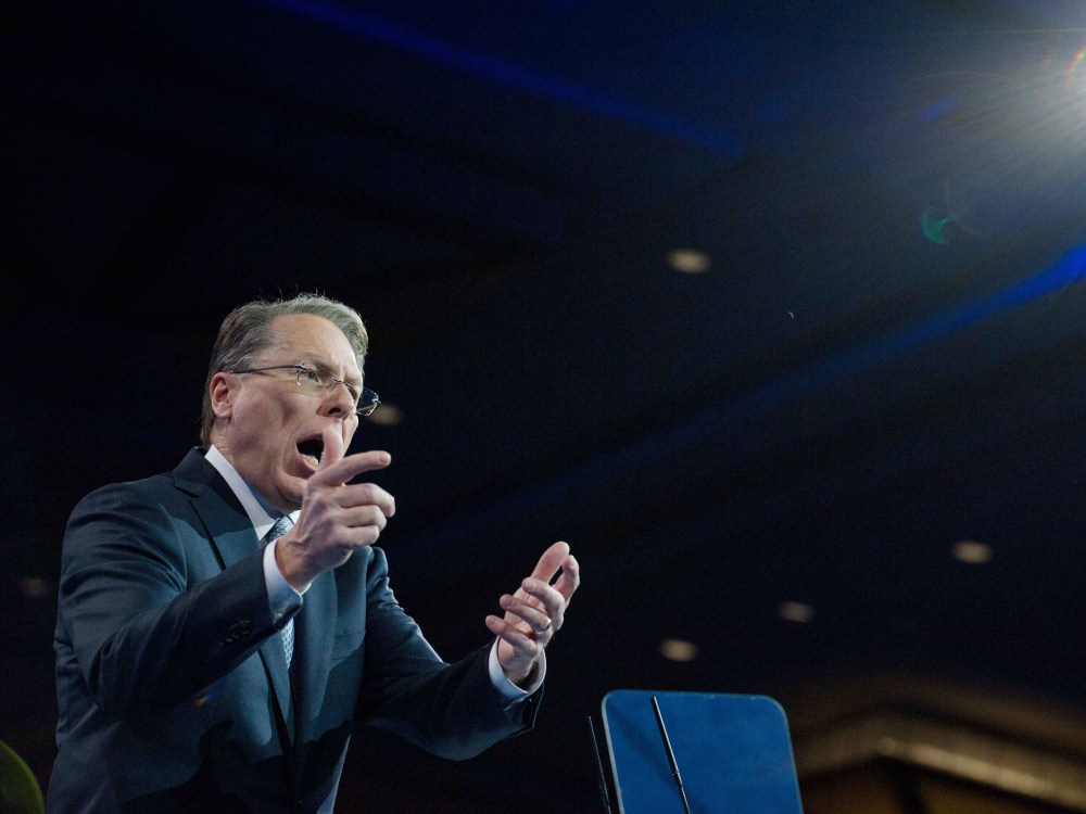 National Rifle Association (NRA) CEO Wayne LaPierre speaks at the Conservative Political Action Conference (CPAC) in National Harbor, Maryland, on March 15, 2013. (Photo by Nicholas Kamm/AFP/Getty Images)