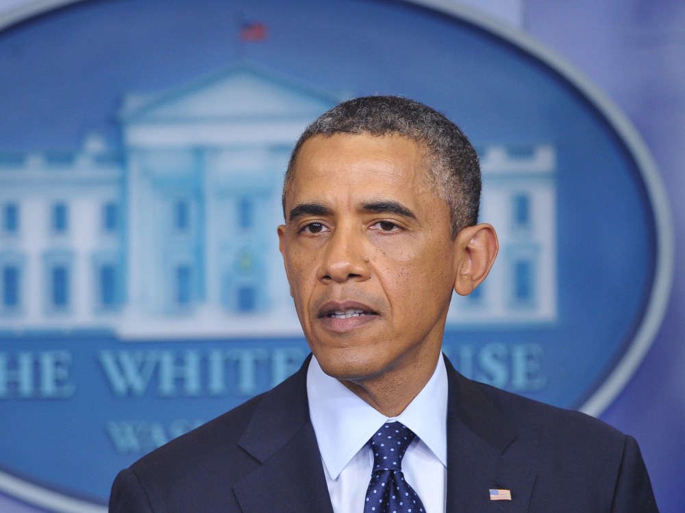 US President Barack Obama speaks on the Boston marathon explosions on April 15, 2013 in the Brady Briefing Room of the White House in Washington, DC. Many people were injured following two large explosions which struck near the finish line of the...