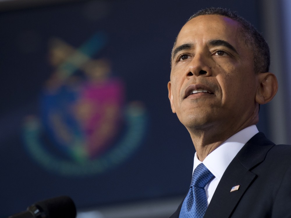 President Barack Obama speaks about his administration's drone and counterterrorism policies at the National Defense University in Washington, DC, May 23, 2013. (Photo by Saul Loeb/AFP/Getty Images)