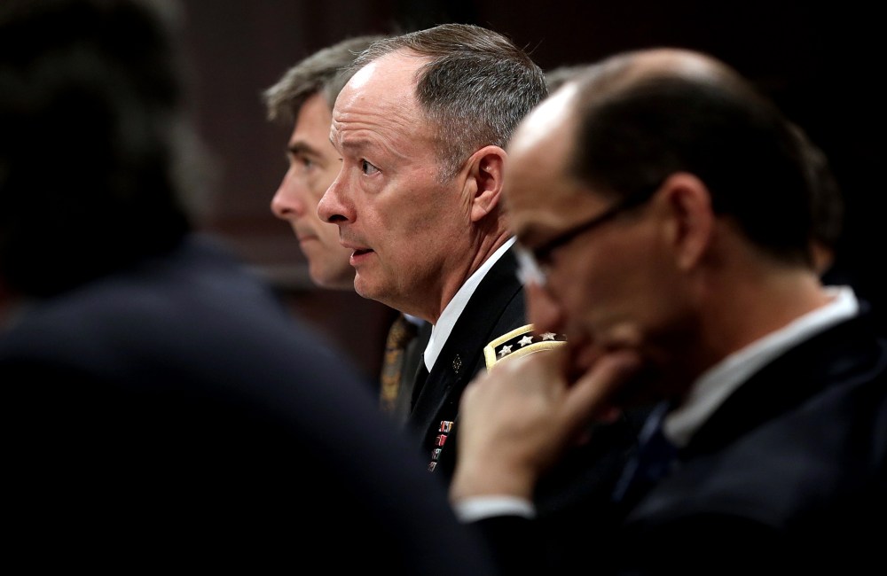 General Keith Alexander (C), Director of the National Security Agency, testifies before the House Select Intelligence Committee June 18, 2013 in Washington, DC.