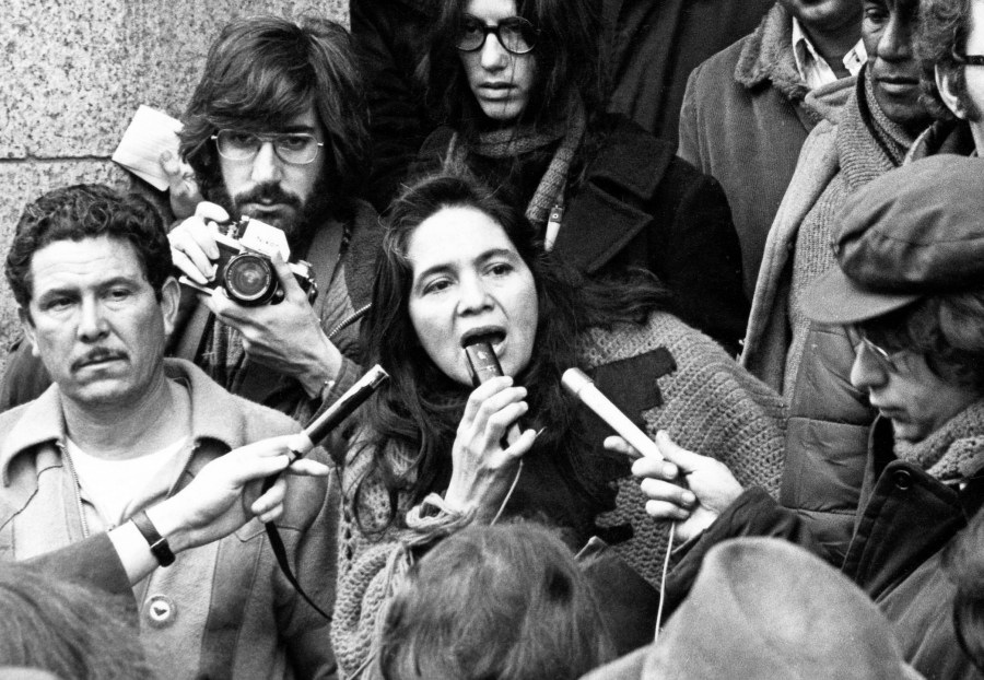 Image: United Farm Workers' Dolores Huerta organizing farm workers in Coachella, California, in 1969