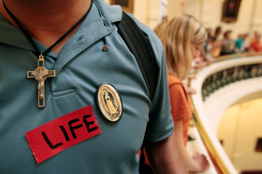 A pro-life supporter is pictured, July 1, 2013 in Austin, Texas.