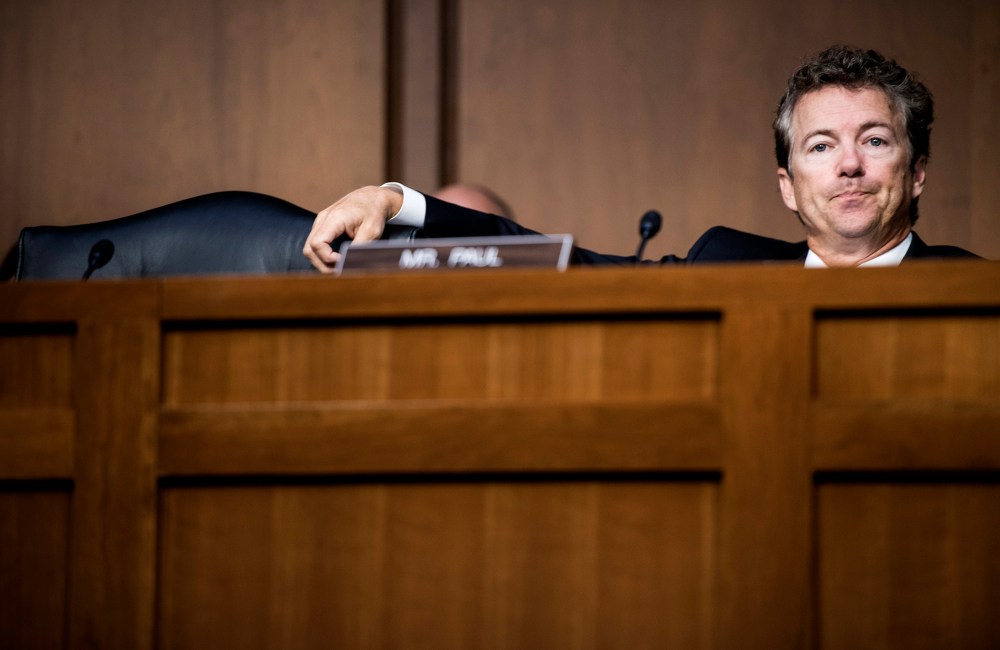 Senator Rand Paul (R-KY) listens during a hearing of the Senate Foreign Relations Committee