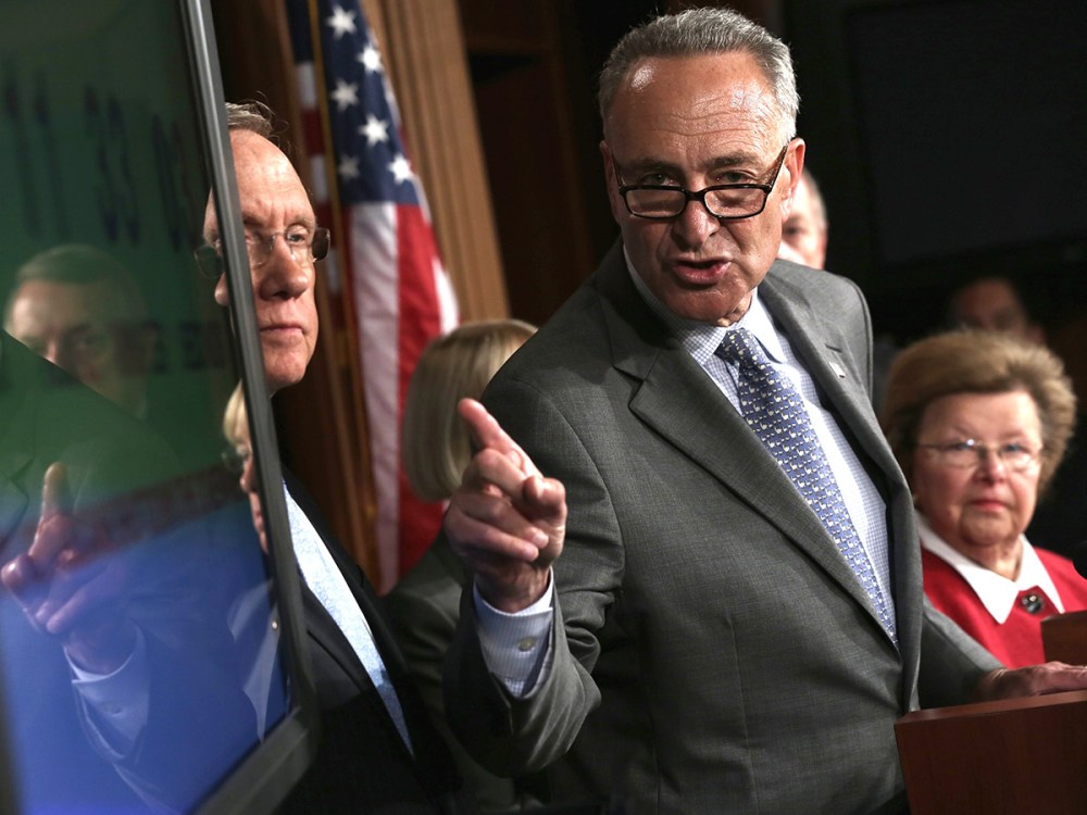 Senate Democratic Leaders Hold News Conference At The Capitol