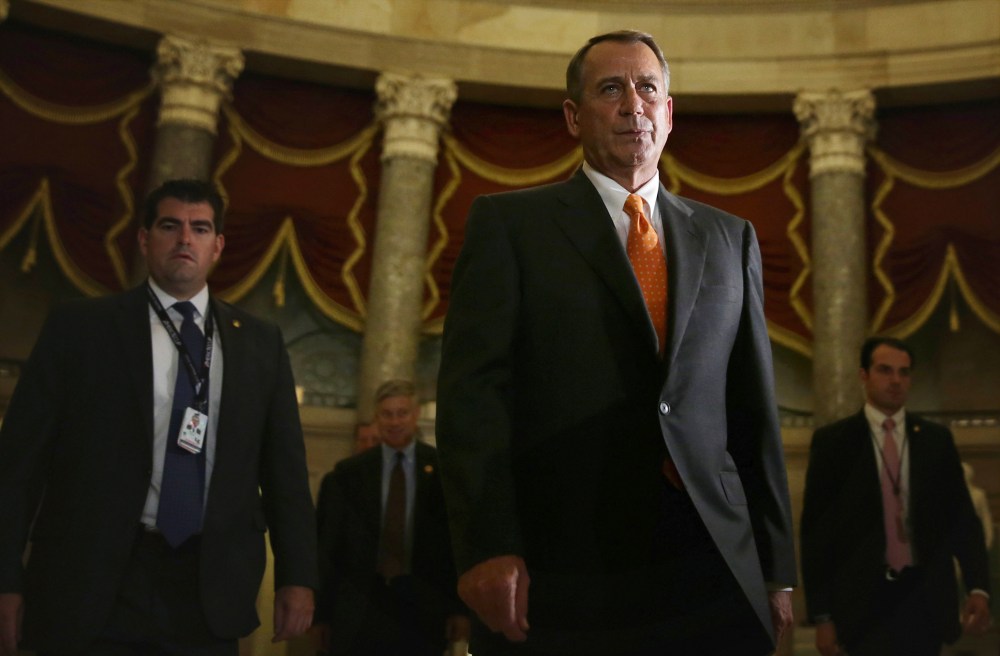 U.S. Speaker of the House Rep. John Boehner (R-OH) walks to the House Chamber for a vote on Oct. 16, 2013 on Capitol Hill in Washington, DC.