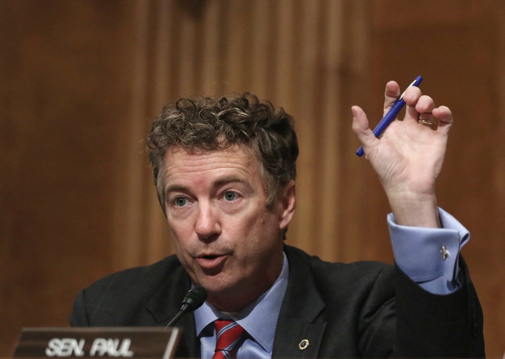 Sen. Rand Paul (R-KY) speaks during a hearing on Capitol Hill in Washington, D.C., November 6, 2013.