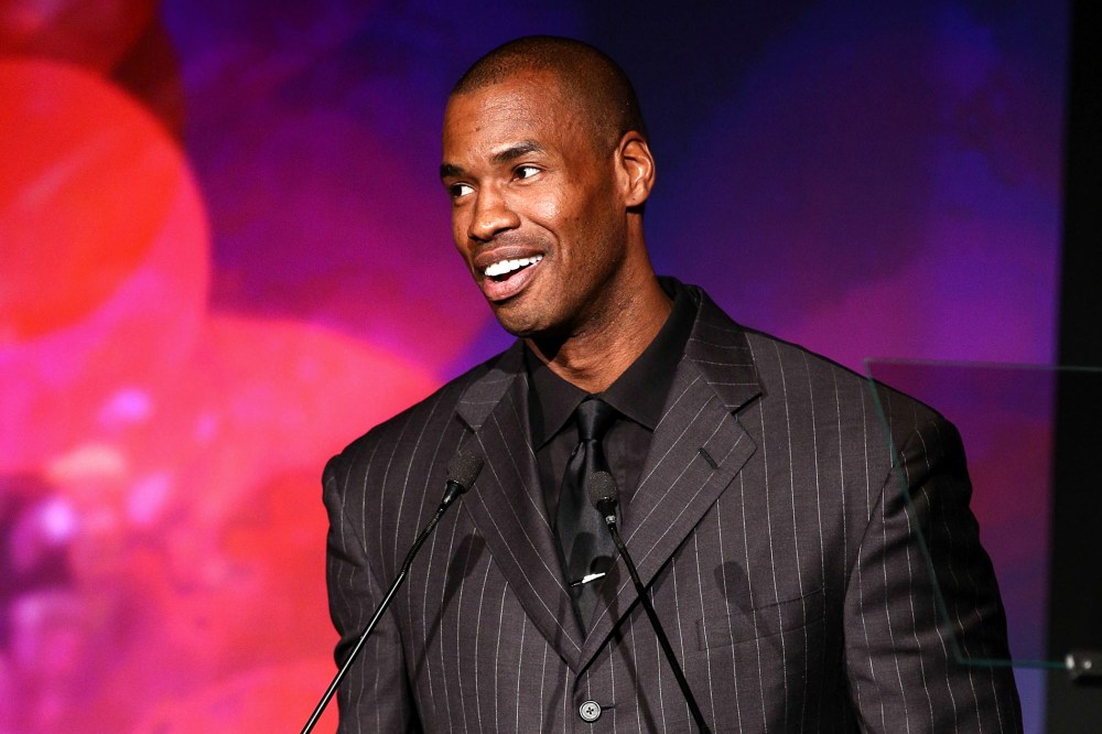 Professional basketball player Jason Collins speaks at the L.A. Gay & Lesbian Center's 42nd Anniversary Vanguard Awards Gala, Nov. 9, 2013, in Los Angeles, Calif.