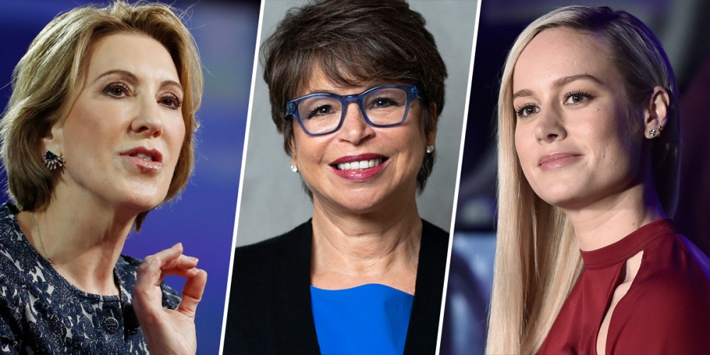 From left, Carly Fiorina, Valerie Jarrett and Brie Larson.