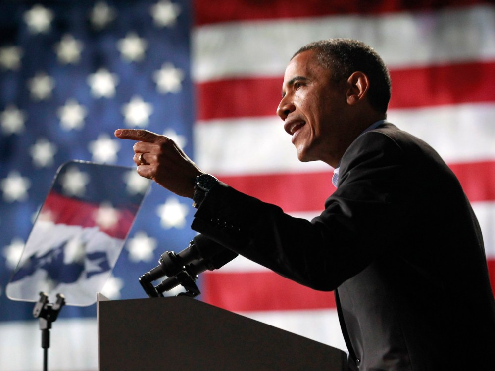 U.S. President Barack Obama speaks at an election campaign rally in Columbus, Ohio, November 5, 2012, on the eve of the U.S. presidential elections.  (Photo by  REUTERS/Jason Reed)