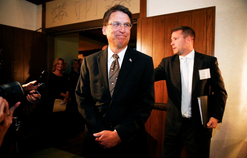 NC Governor Pat McCrory at a celebration in Asheville, Nov. 7, 2013.