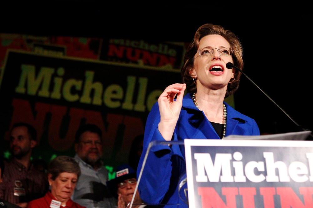 Georgia Senate candidate, Democrat Michelle Nunn speaks to the crowd after conceding to Republican candidate David Perdue after the results of the U.S. midterm elections race in Atlanta, Ga., on Nov. 4, 2014. (Photo by Tami Chappell/Reuters)