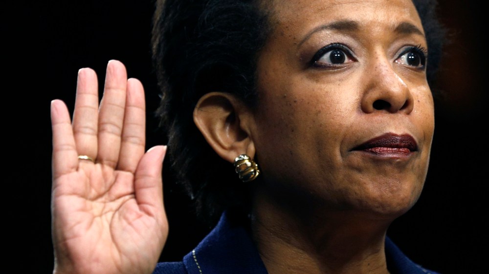 Loretta Lynch is sworn in to testify before a Senate Judiciary Committee confirmation hearing to become U.S. attorney general on Capitol Hill in Washington on Jan. 28, 2015. (Photo by Kevin Lamarque/Reuters)