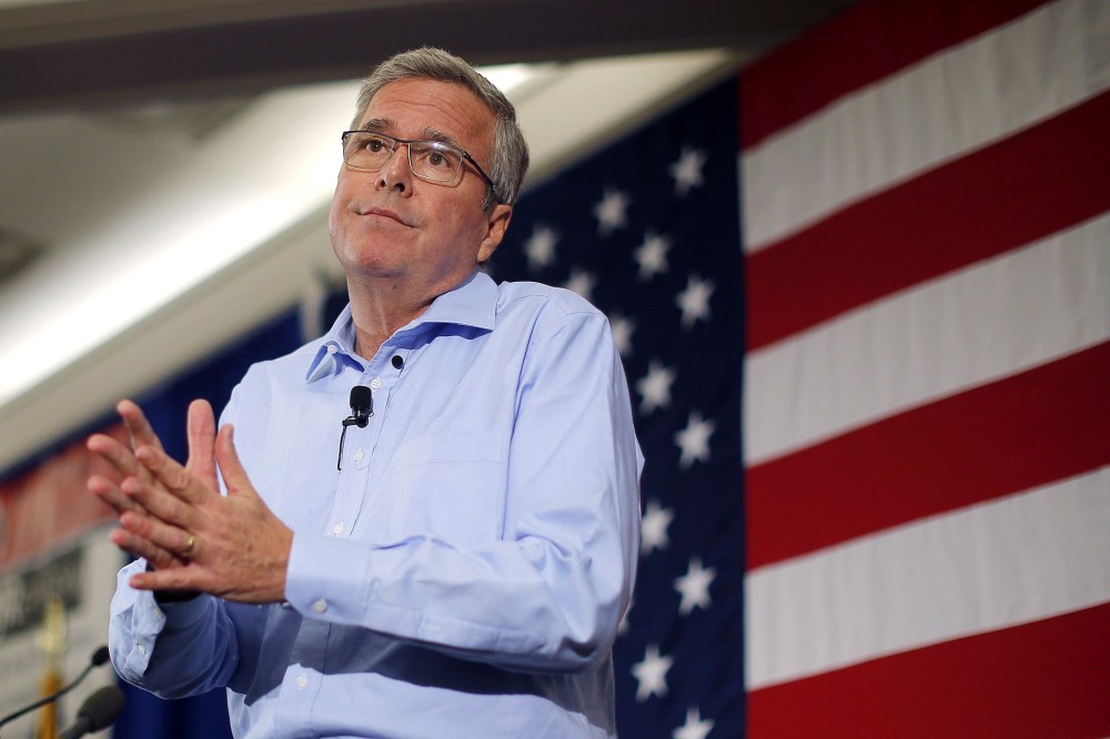 Former Florida Governor and probable 2016 Republican presidential candidate Jeb Bush speaks at the First in the Nation Republican Leadership Conference in Nashua, N.H. on April 17, 2015. (Photo by Brian Snyder/Reuters)