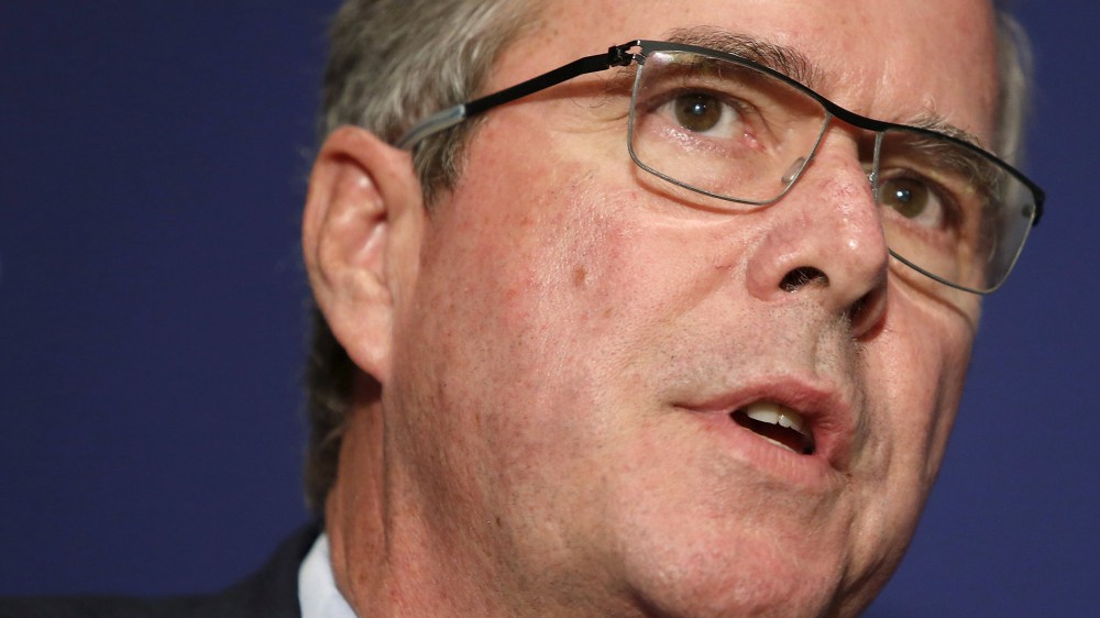 Former Governor Jeb Bush (R-FL) addresses the National Review Institute's 2015 Ideas Summit in Washington on April 30, 2015. (Photo by Jonathan Ernst/Reuters)