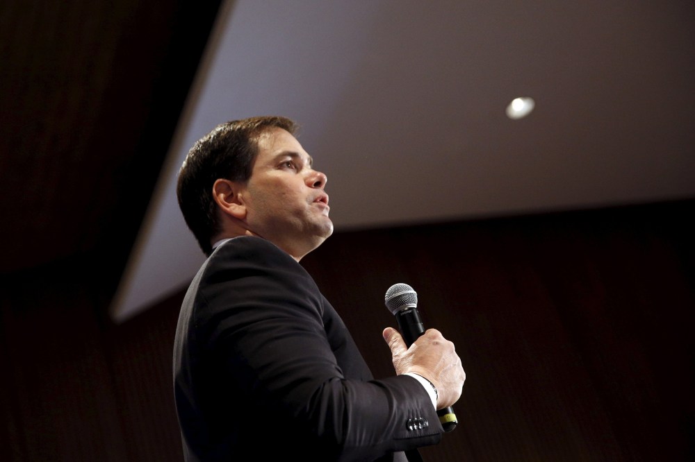 Republican U.S. presidential candidate Senator Marco Rubio speaks during a town hall meeting at the Fisher Community Center in Marshalltown, Iowa, Jan. 6, 2016. (Photo by Scott Morgan/Reuters)