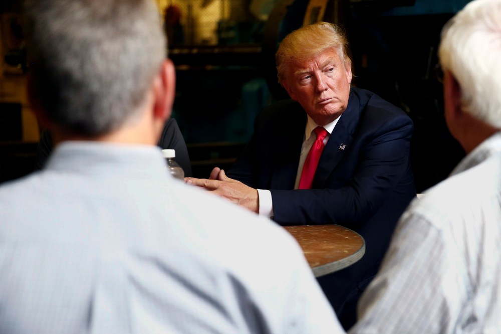 Republican U.S. presidential nominee Donald Trump visits McLanahan Corporation headquarters, Aug. 12, 2016, in Hollidaysburg, Pa. (Photo by Eric Thayer/Reuters)