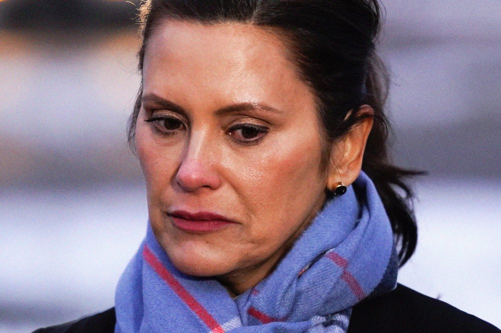 Gov. Gretchen Whitmer listens during a news conference in Oxford, Michigan on November 30.