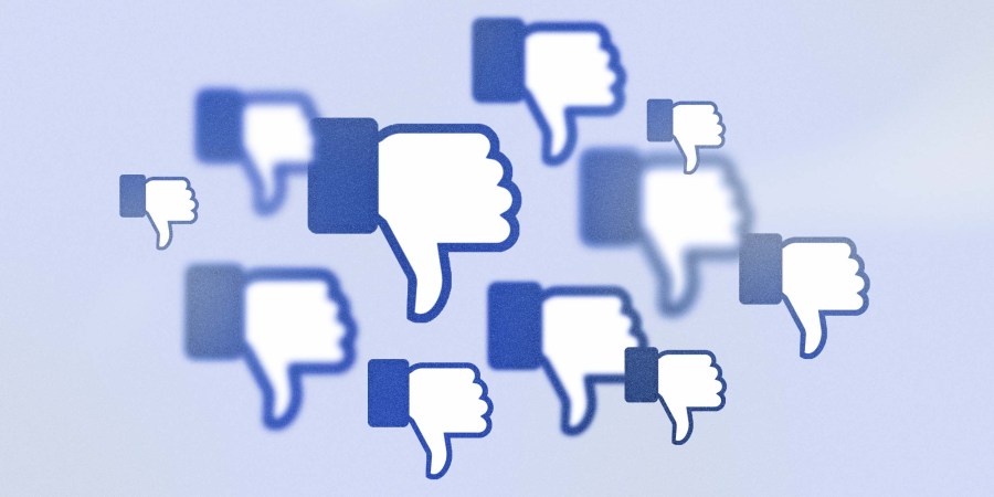 Photo Illustration: A swarm of thumbs down icons