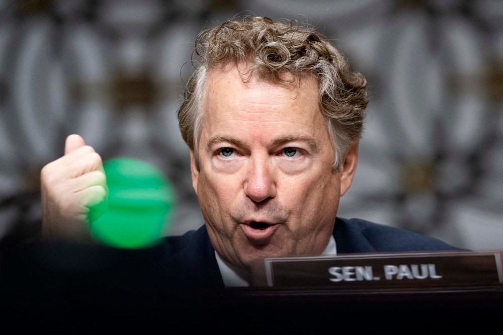 Sen. Rand Paul questions Dr. Anthony Fauci at a hearing on Capitol Hill on January 11, 2022 in Washington, D.C.