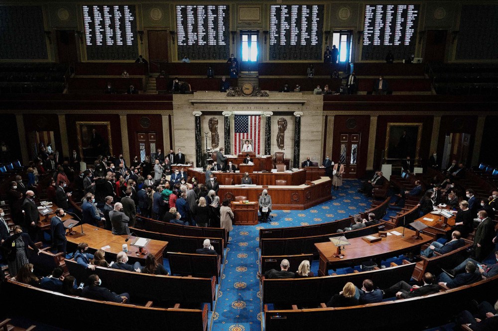 Speaker of the House Nancy Pelosi on the House floor in the US Capitol in Washington, DC on November 19, 2021.