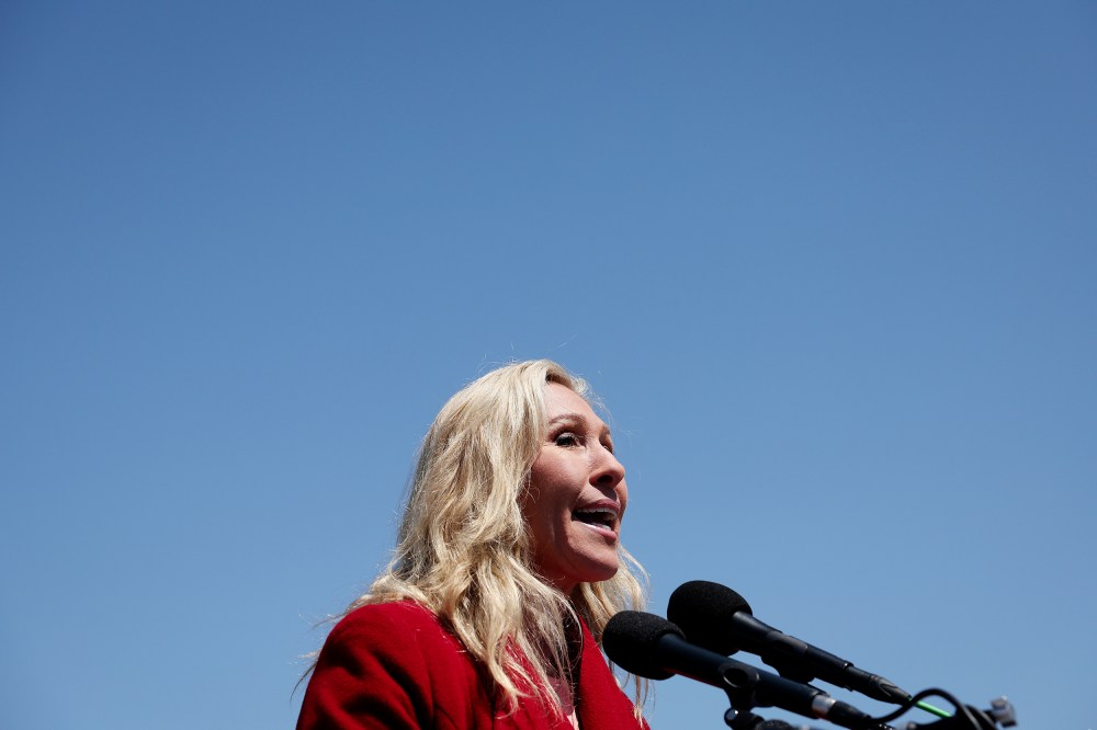 Rep. Marjorie Taylor Greene Holds Press Conference On Elon Musk Buying Twitter