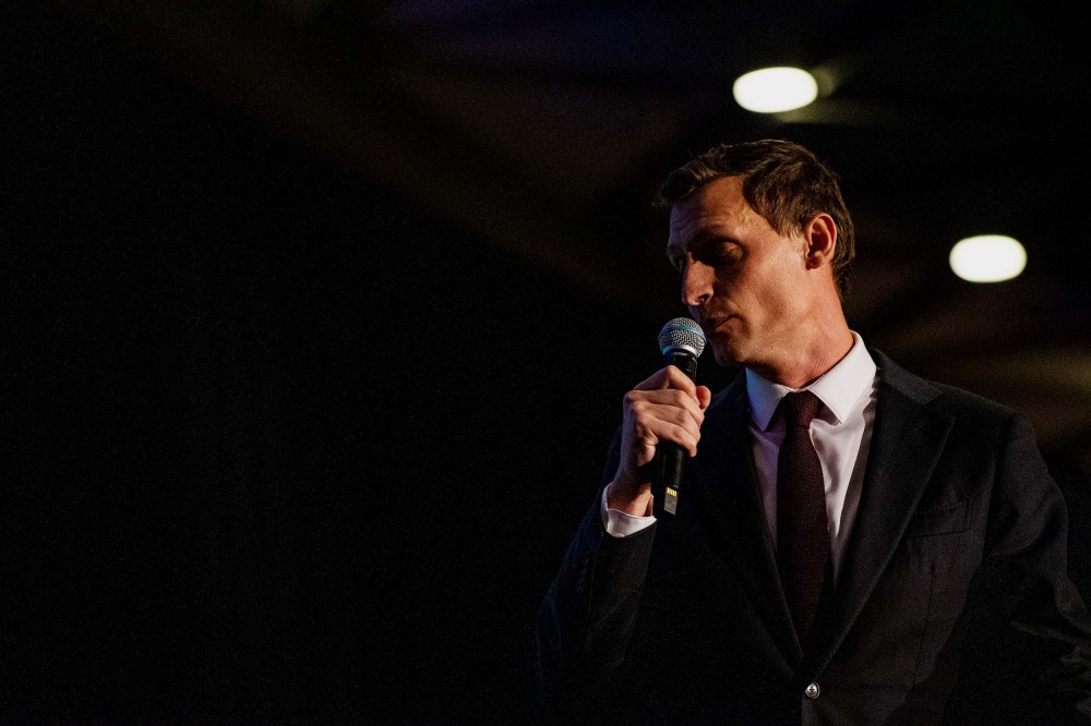 Blake Masters speaks to a crowd of Republican voters at the party's primary debate for U.S. Senate in Phoenix on June 23.