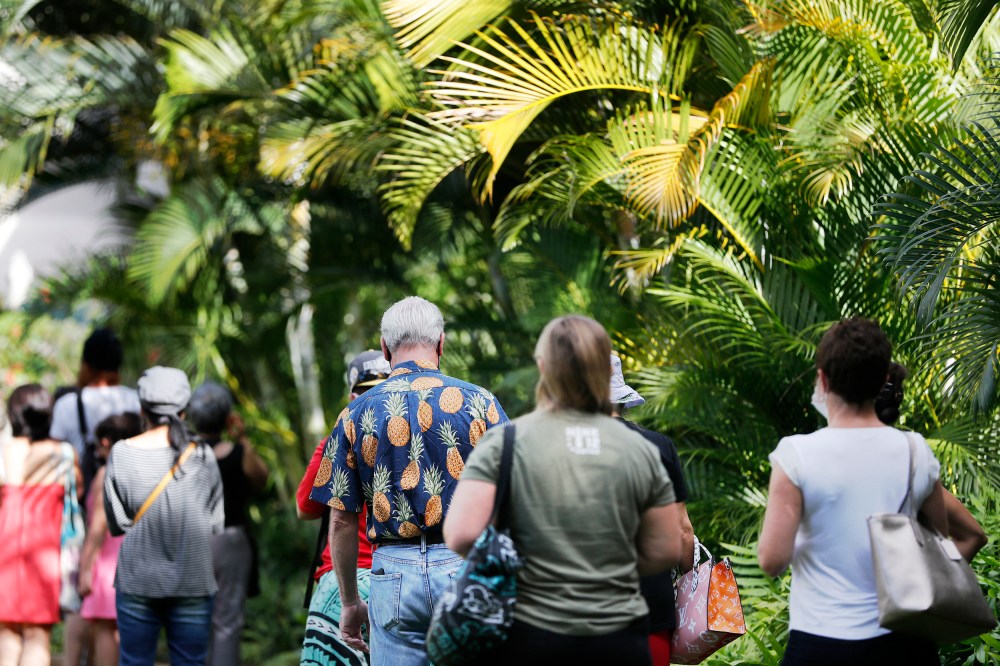 People line up to vote on Election Day on Nov. 3, 2020, in Honolulu, Hawaii.